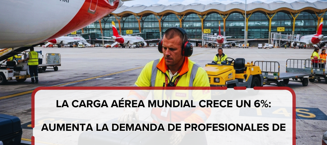 Profesionales de handling realizando operaciones de carga aérea en un aeropuerto