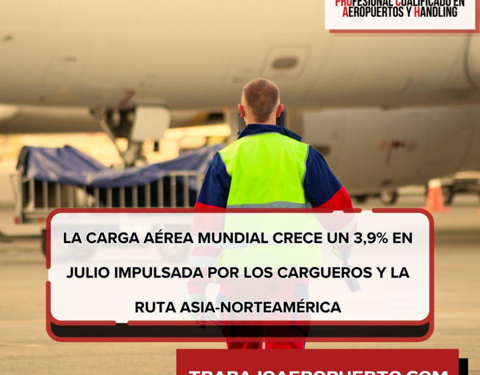 La carga aérea mundial crece un 3,9% en julio impulsada por los cargueros y la ruta Asia-Norteamérica