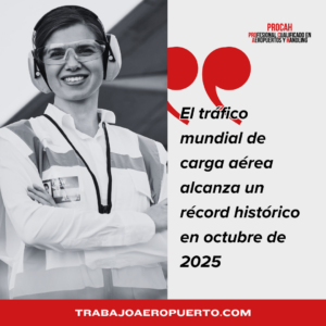 El tráfico mundial de carga aérea alcanza un récord histórico en octubre de 2025